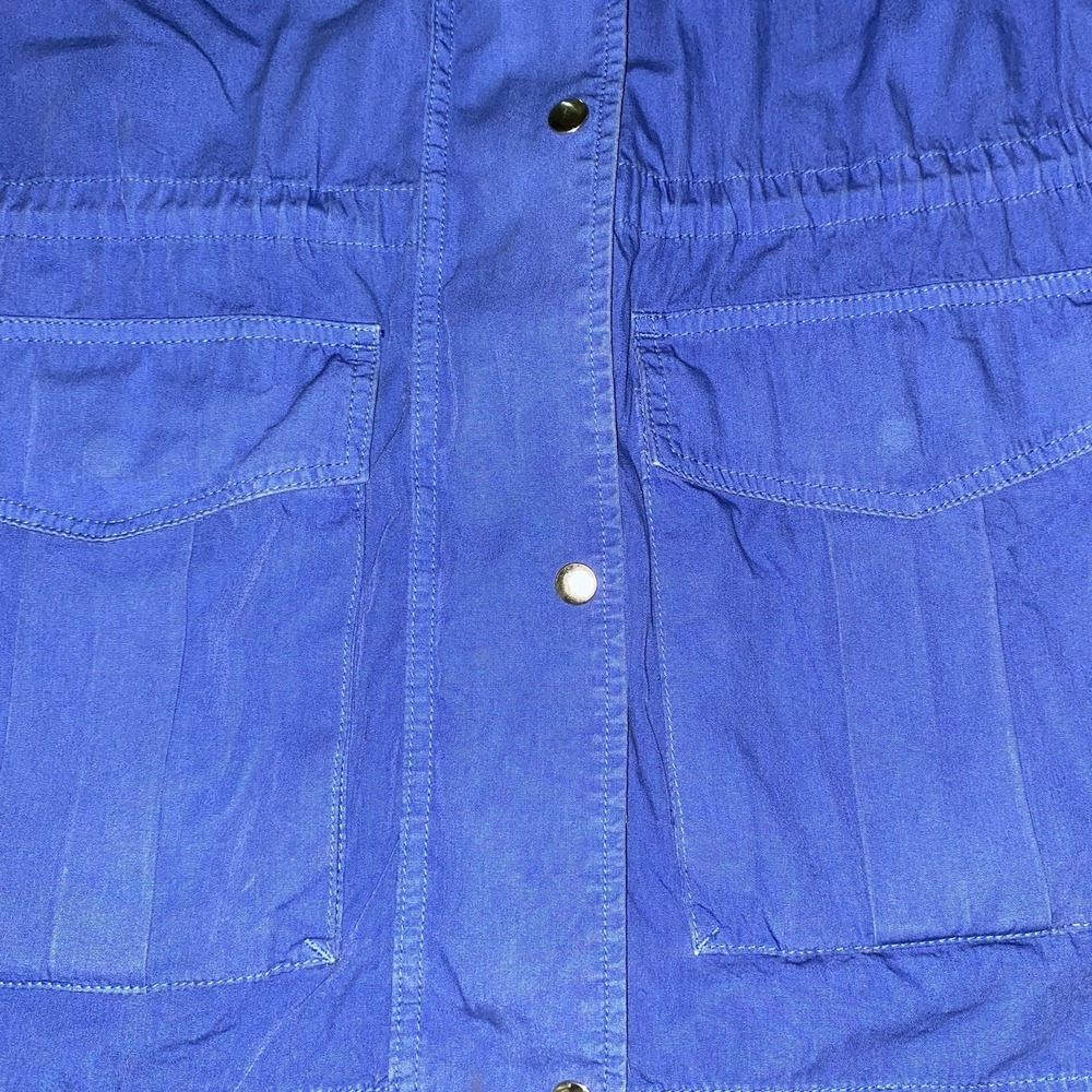 J Crew Women's Utility Cotton Jacket Small Blue Hooded Parka Fishtail Coat - Picture 11 of 16